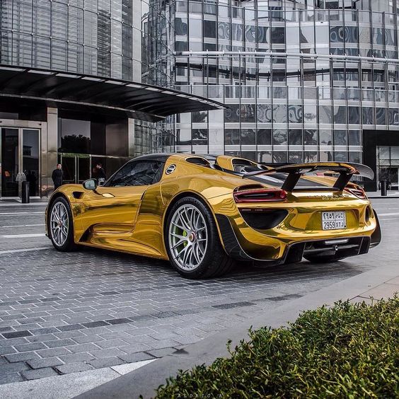 The greatest gift you can give another is the purity of your attention - Porsche 918 in Gold Chrome